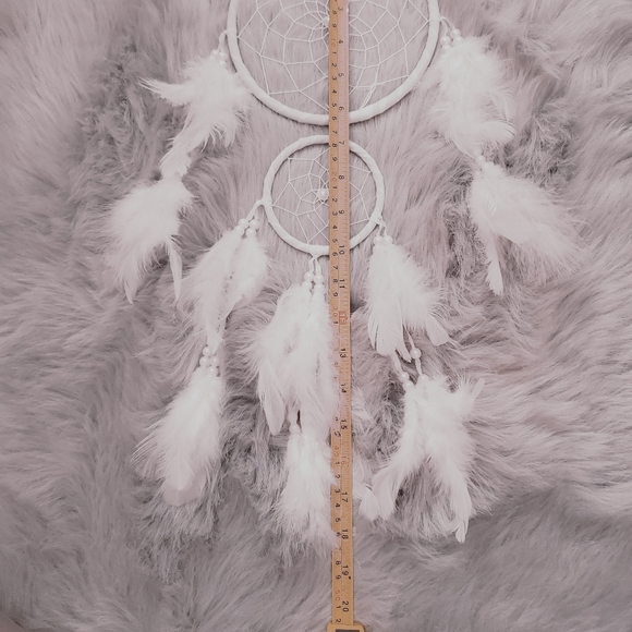 White Feather Dream Catcher with Raw White Quartz Healing Crystal - Picture 7 of 8